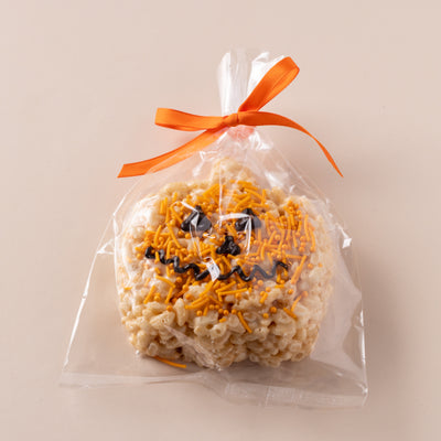 Gourmet rice crispy treat shaped like a Halloween ghost.